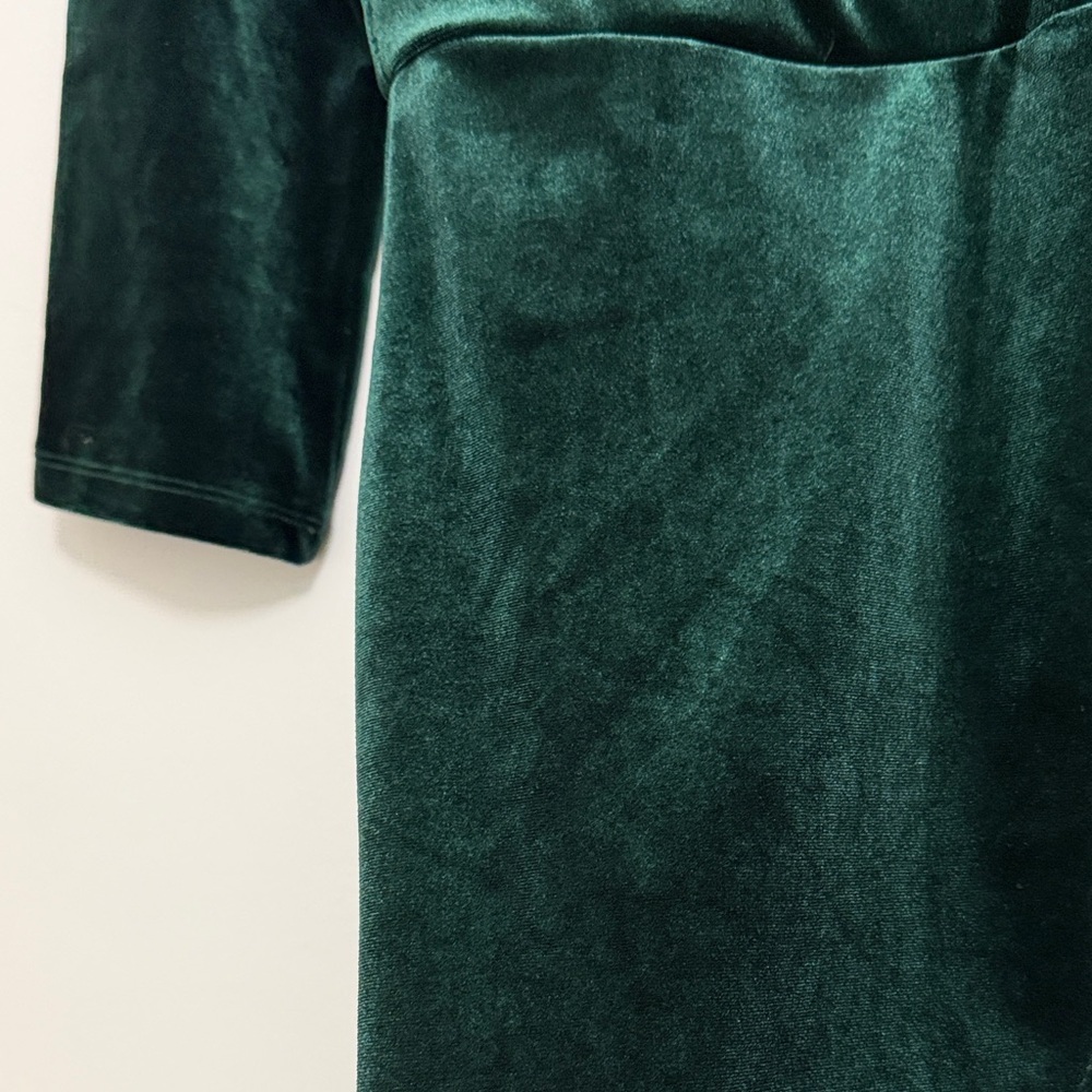 Ricki's Velvet Wrap Dress in Deep Green - Picture 6 of 10